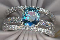 BLUE ZIRCON & DIAMOND RING