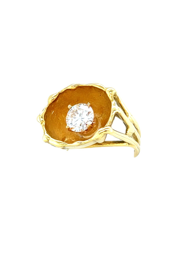 18K Yellow Gold Diamond Cup Ring
