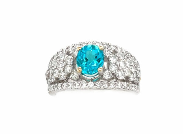 18K White Gold Paraiba Diamond Ring