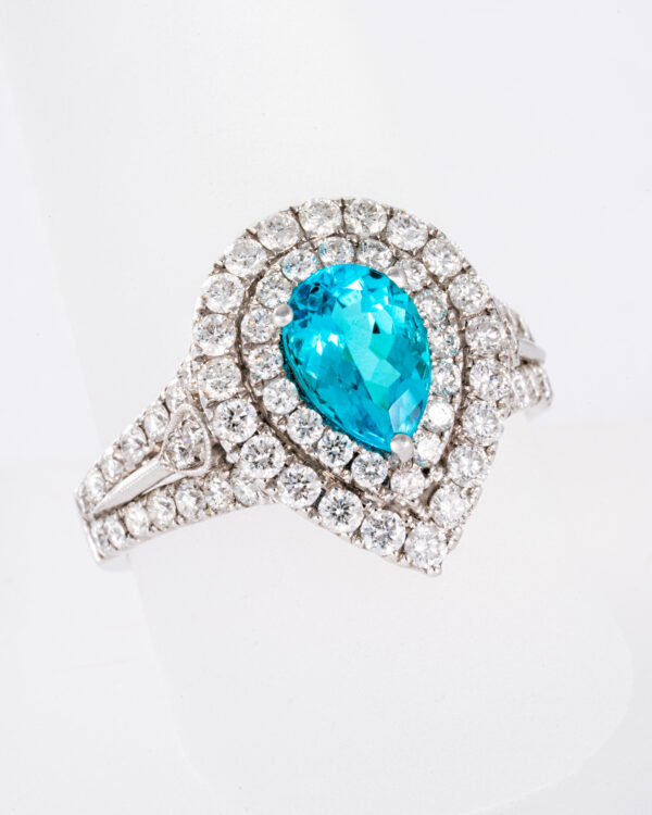 18K White Gold Paraiba Diamond Ring