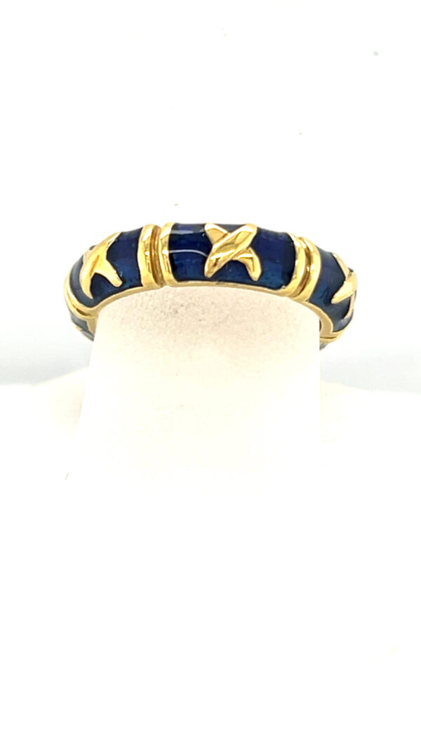 18K Blue Enamel Ring