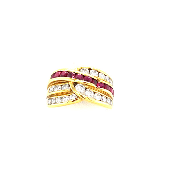 18K Yellow Gold Ruby Diamond Ring