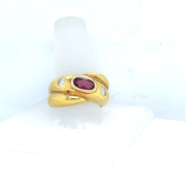 18K Yellow Gold Diamond Ruby Ring