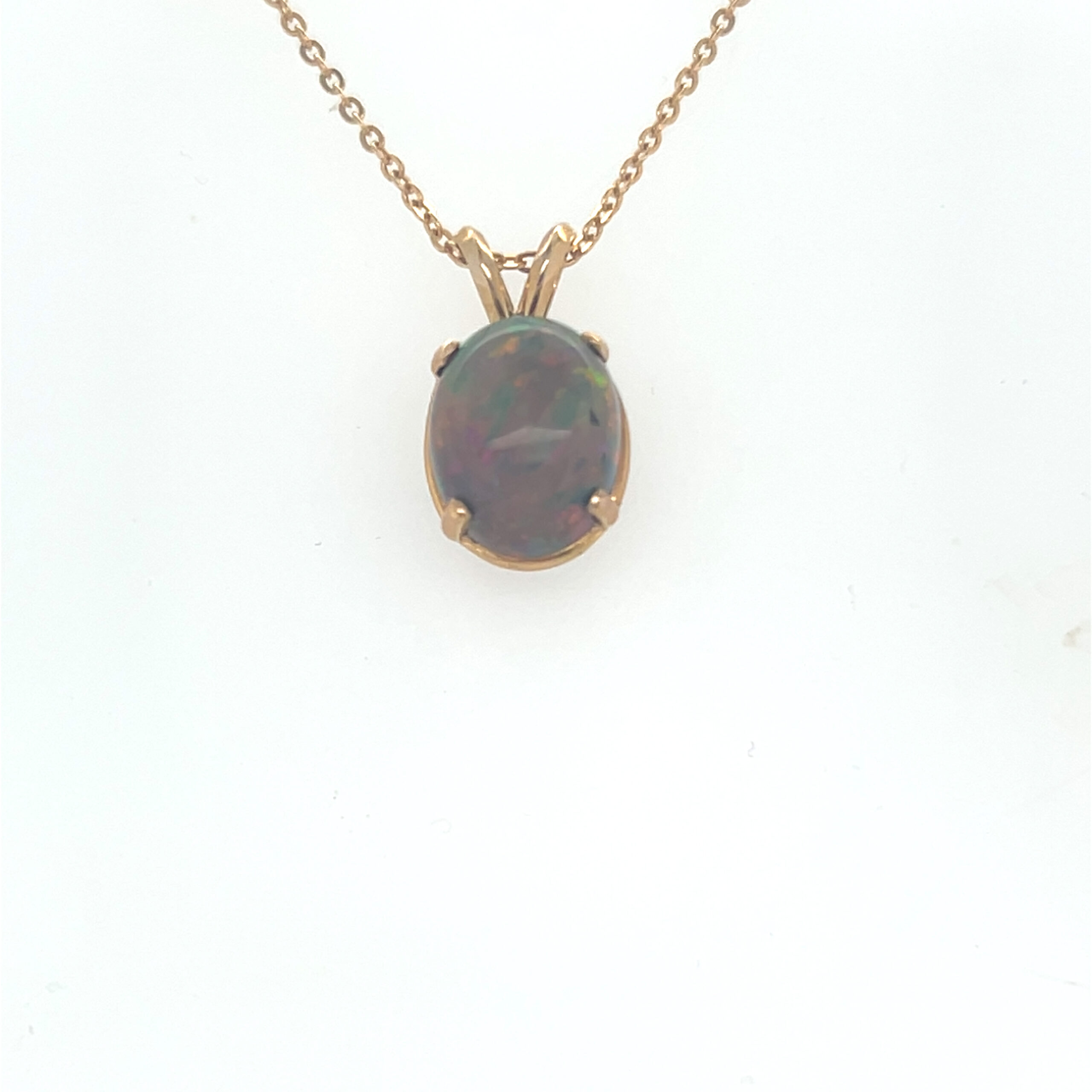 14K Treated Black Opal Pendant