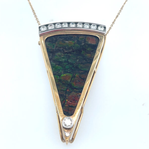 14K Yellow Gold Amolite Diamond Pendant