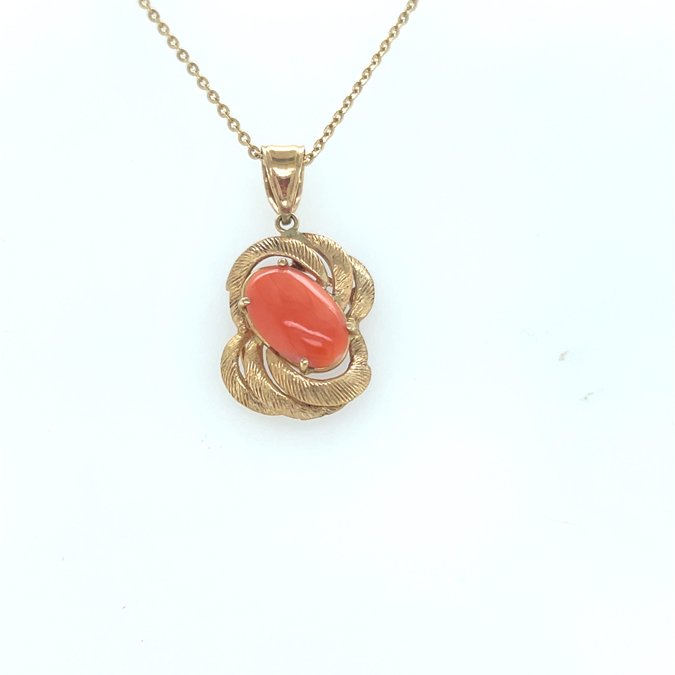 14K Yellow Gold Coral Pendant