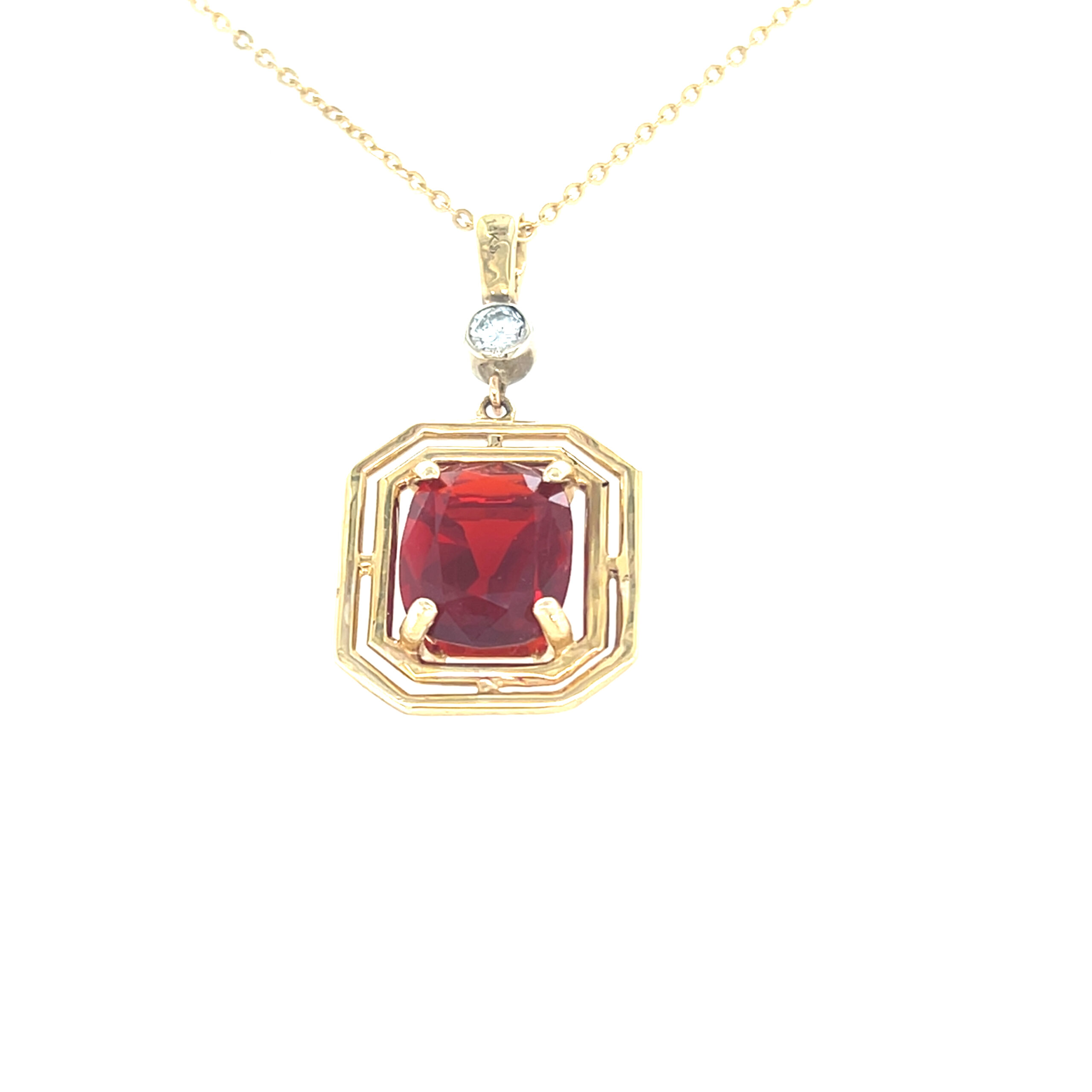 14K Brazilian Opal Diamond Pendant