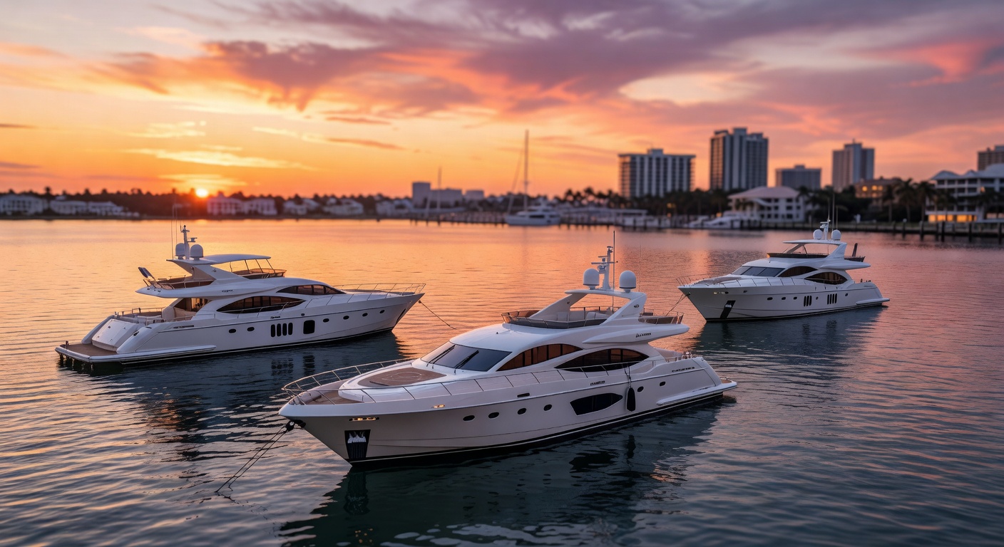 Atmospheric 8K image of Naples, Florida waterfront at sunset with luxury yachts, perfect for composite jewelry lifestyle imagery